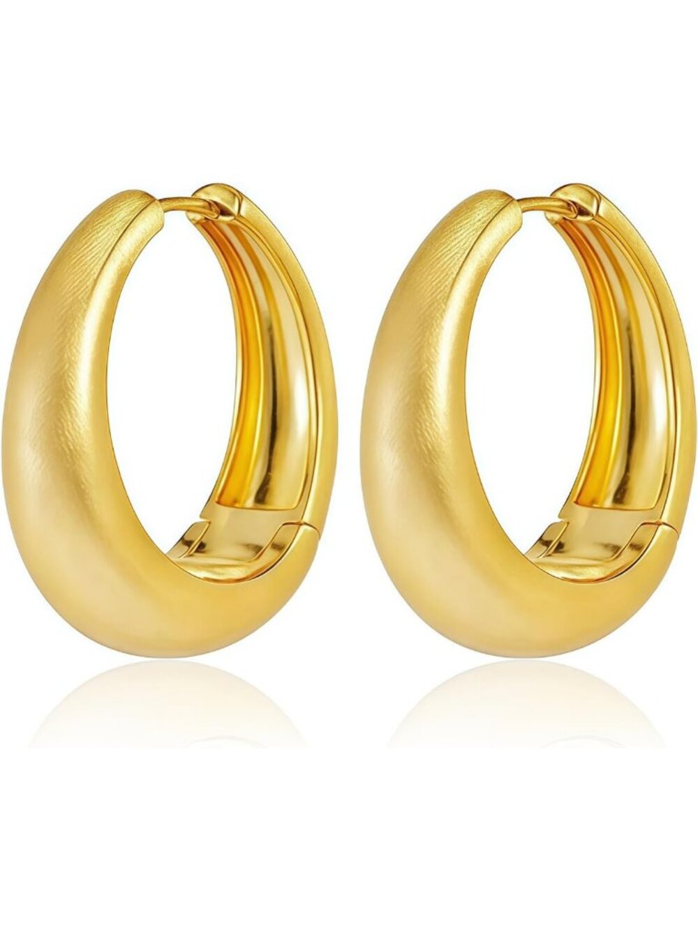 14K Gold Plated Matte Brushed Small Hoop Earrings for Women - 25mm Chic Style